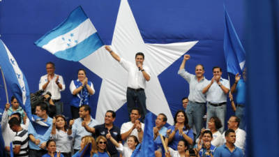 El candidato del Partido Nacional de Honduras, Juan Orlando Hernández en una concentración política en Tegucigalpa.