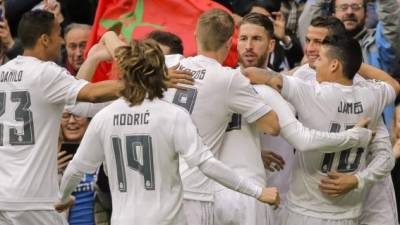 Real Madrid's Portuguese forward Cristiano Ronaldo gestures during the Spanish league football match Real Madrid CF against Athletic Club Bilbao at the Santiago Bernabeu stadium in Madrid on April 18, 2018. / AFP PHOTO / JAVIER SORIANO