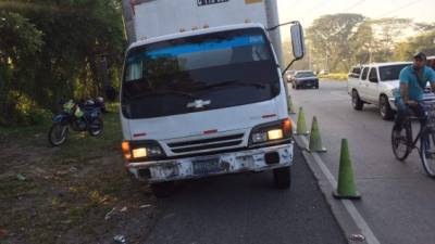 El camión fue recuperado en el sector Lomas del Carmen de San Pedro Sula.