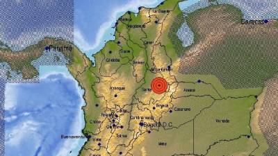 Imagen muestra el epicentro del sismo registrado este domingo 21 de enero de 2024, en Colombia.