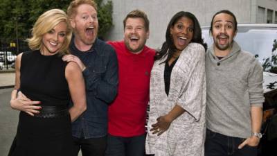 Jane Krakowski, Jesse Tyler Ferguson, James Corden, Audra McDonald y Lin-Manuel Miranda.