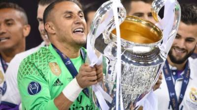 Real Madrid's goalkeeper Keylor Navas during a Spanish La Liga soccer match between Real Madrid and Betis at the Santiago Bernabeu stadium in Madrid, Spain, Sunday, May 19, 2019. (AP Photo/Bernat Armangue)