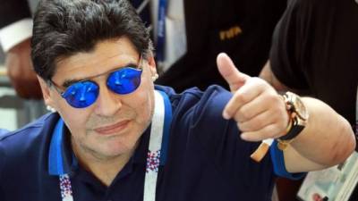 Diego Armando Maradona en un partido del Mundial de Rusia 2018. Foto EFE