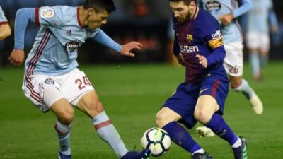 Lionel Messi no pudo golear al Celta. FOTO AFP.