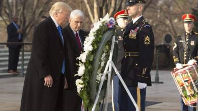 Trump y Mike Pence iniciaron oficialmente los actos de la investidura. AFP.