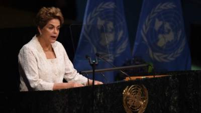 La presidenta de Brasil Dilma Rousseff estuvo ayer en la sede de la ONU en Nueva York. afp