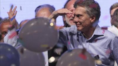 El candidato de la alianza Cambiemos Mauricio Macri celebra su victoria en Buenos Aires. EFE