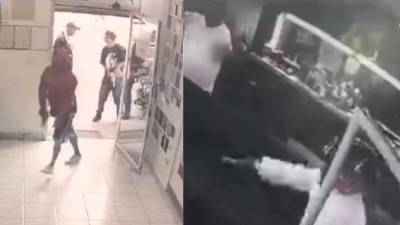 Captura de pantalla del video que circula en redes sociales y que los muestra cometiendo un asalto en una barbería.