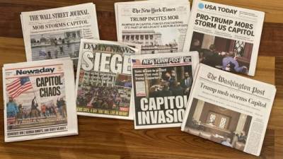 Coincidiendo en sus titulares de portada, los principales diarios del país publican este jueves editoriales en los que achacan a Trump la responsabilidad del asalto al Capitolio.