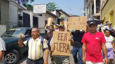 Protesta realizada en la ciudad de Santa Bárbara, zona occidente de Honduras.