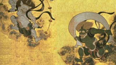 La versión de Fujin y Raijin pintada por Tawaraya Sōtatsu sobre fondo de oro, es una de las más reconocibles, dentro de la iconografía nipona.