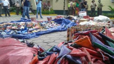 La pólvora fue decomisada en el barrio Medina de San Pedro Sula.