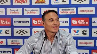 Hernán ‘La Tota’ Medina, durante la conferencia de prensa después del partido contra el Olimpia.