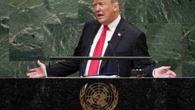 MCX01. NUEVA YORK (ESTADOS UNIDOS), 25/09/2018.- El presidente estadounidense, Donald Trump, pronuncia su discurso durante la sesión de apertura del debate de alto nivel de la Asamblea General de Naciones Unidas, en la sede de la ONU en Nueva York, Estados Unidos, hoy, 25 de septiembre de 2018. EFE/JUSTIN LANE