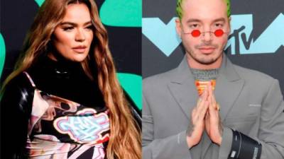 Los cantantes colombianos Karol G y J Balvin.