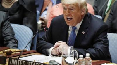 El presidente estadounidense, Donald Trump, en una reunión del Consejo de Seguridad de las Naciones Unidas (ONU) en el marco del 73 periodo de sesiones de la Asamblea General de la ONU, en la sede de la ONU en Nueva York, Estados Unidos, en septiembre del año pasado. EFE/ Justin Lane/Archivo