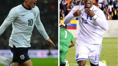Wayne Rooney y Carlo Costly, figuras de Inglaterra y Honduras.