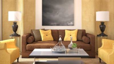 Modern living-room interior. 3d render.