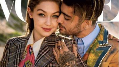 Gigi Hadid con Zayn Malik en una sesión de fotos para la revista Vogue en 2017.