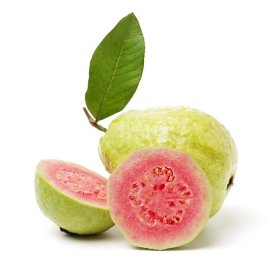 Guava fruit with leaves. on white background