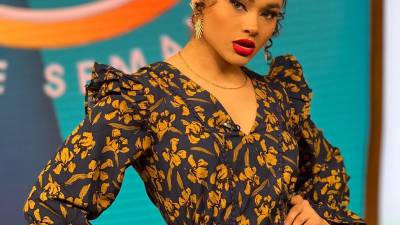 La cantante hondureña de visita en el programa mexicano “Venga la Alegría” de TV Azteca.
