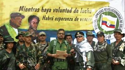 Iván Márquez y Jesús Santrich anunciando la formación un nuevo movimiento guerrillero.