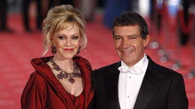 Melanie Griffith junto con su ex Antonio Banderas