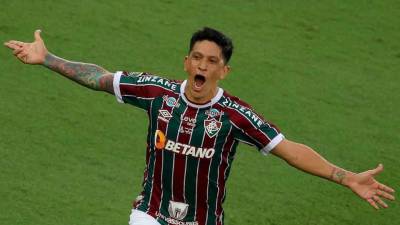 El festejo de Germán Cano luego de anotar en la final de la Copa Libertadores 2023 entre Fluminense vs Boca.