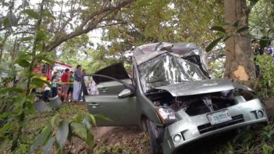 El automotor impactó contra un árbol a la orilla de una hondonada.