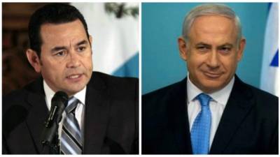 El presidente de Guatemala, Jimmy Morales, y el primer ministro israelí, Benjamin Netanyahu.