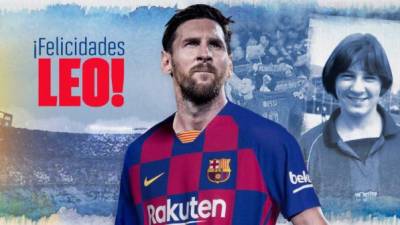 El FC Barcelona felicitó a Messi con esta imagen. El crack argentino es considerado como el mejor futbolista de la historia del club catalán.