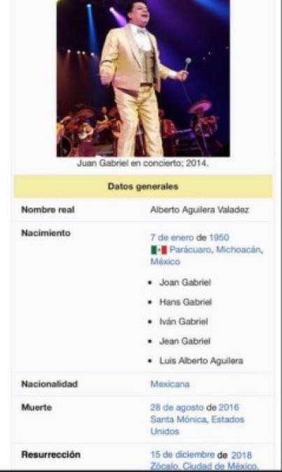 'a lo mejor el día 7 de enero que es su cumpleaños. Él me dijo que yo hablara con los medios, y dijera a ver si quieren hacer ese día (como) 'El Día Internacional de Juan Gabriel', porque en México no hay, entonces que fuera el día 7, el día que nació, y reaparecer él', dijo Joaquín Muñoz.