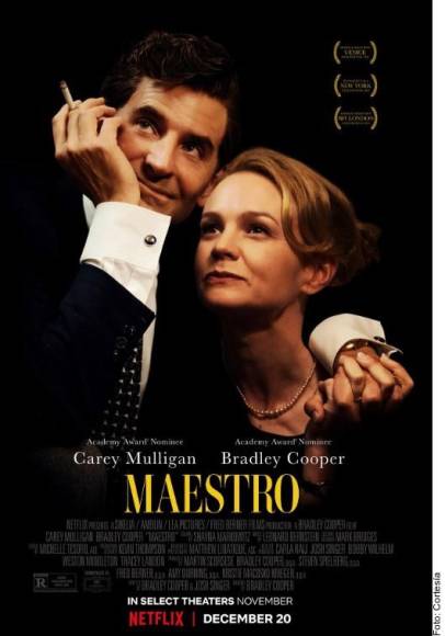 MAESTROPLATAFORMA: Netflix7 NOMINACIONES: Película, Actor (Bradley Cooper), Actriz (Carey Mulligan), Guion Original (Bradley Cooper y Josh Singer), Fotografía (Matthew Libatique), Maquillaje y Sonido.Presenta una radiografía de un artista donde la audiencia es testigo de lo que pasa cuando baja del escenario. Las actuaciones de Carey Mulligan y Bradley Cooper son de lo más destacadas del 2023, ya que tejen los personajes de manera inolvidable con una química impresionante.