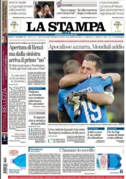 'Apocalipsis azzurra, adiós Mundial', escribe el diario de Turín La Stampa.<br/>