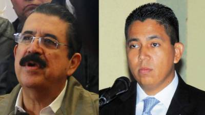 Al lado izquierdo el expresidente Manuel Zelaya y al lado derecho, el ministro de la Presidencia Reynaldo Sánchez. Foto de archivo.