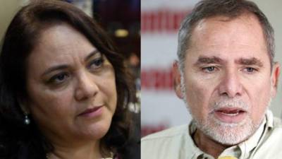 La jefa de la bancada del Partido Liberal, Gabriela Núñez y Benjamín Bográn, Secretario General de ese instituto político.