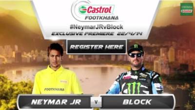 Se trata de un espectacular anuncio de Castrol donde participan el astro brasileño del FC Barcelona, Neymar, junto al piloto Ken Block en un desafío al cual llaman 'Footkhana'.