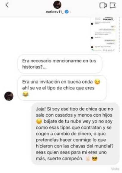 La chica trans le indicó a Carlos que sabía quién era él, sin embargo no aceptó la invitación y en su lugar hizo público el chat.