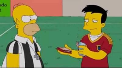 En el nuevo capítulo de 'Los Simpsons', insinúan que España sobornará árbitros en el Mundial de Brasil 2014.