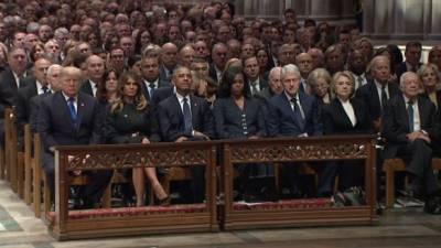 Donald Trump y los cuatro expresidentes vivos de Estados Unidos lideran el funeral de Estado en memoria del ex mandatario George H.W. Bush que se lleva a cabo en la Catedral Nacional de Washington D.C.