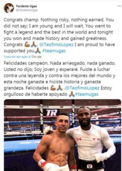 Yordenis Ugás: Boxeador profesional de origen cubano que se sumó a las felicitaciones para Teófimo López.