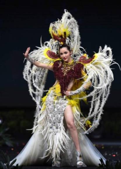 Sonia Fergina Citra, Miss Indonesia 2018 walks on stage during the 2018 Miss Universe national costume presentation in Chonburi province on December 10, 2018. (Photo by Lillian SUWANRUMPHA / AFP)
