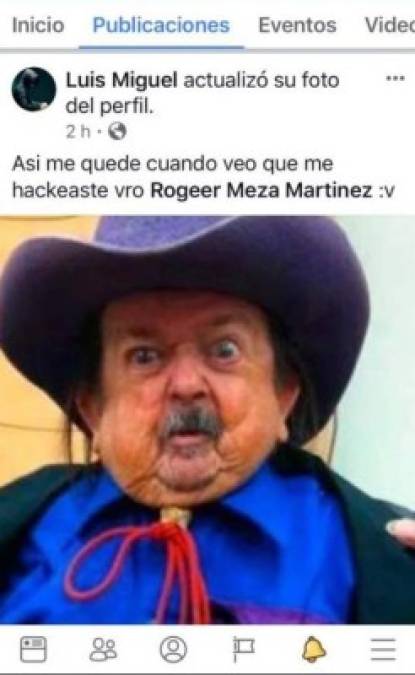 El supuesto hacker se identificó así mismo en la red, etiquetándose así mismo con el perfil de Rogeer Meza Martínez.
