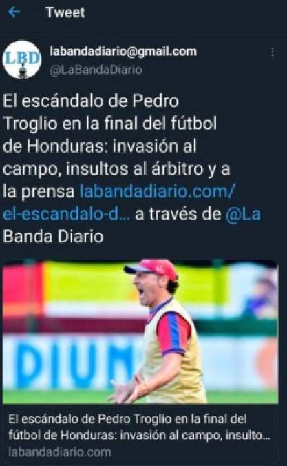 Portales de Argentina señalan de escándalo lo que hizo Pedro Troglio en la final de ida de la liguilla en el fútbol hondureño.