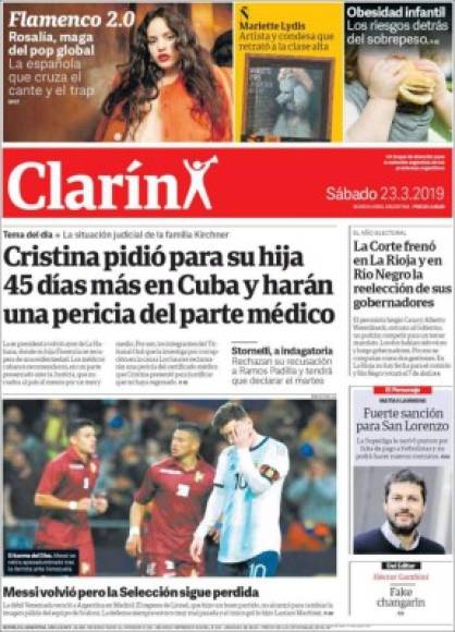 El Clarín de Argentina: 'Messi volvió pero la selección sigue perdida'.