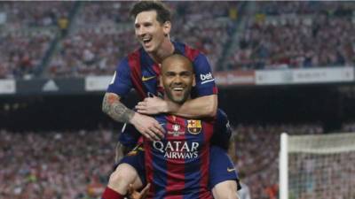Alves y Messi fueron claves en la obtención del triplete del cuadro blaugrana.