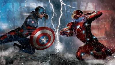 La batalla entre Iron Man y Capitán América.