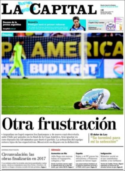 Diario La Capital: 'Otra frustración'.