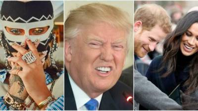 La cantante Rihanna, el presidente Donald Trump y el príncipe Harry y su prometida, Meghan Markle.