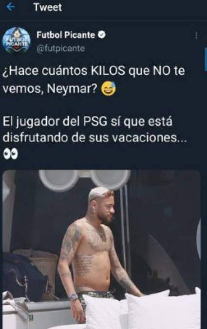 A Neymar se le ha podido ver con algunas libras de más y las redes sociales no lo han perdonado..